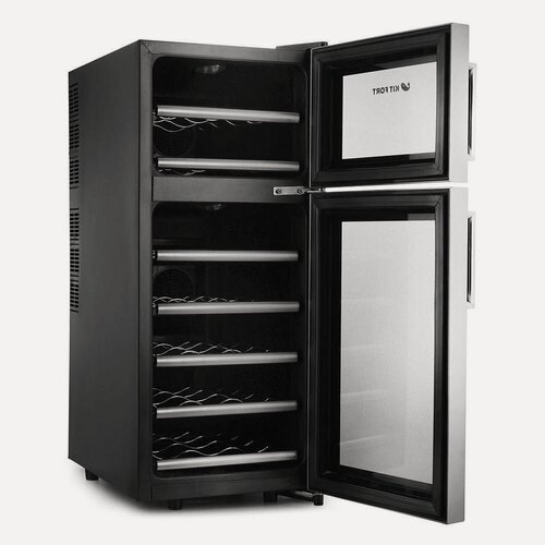 Изображение товара Винный шкаф Kitfort KT-2407, вместимость 21 бутылка, 2 камеры