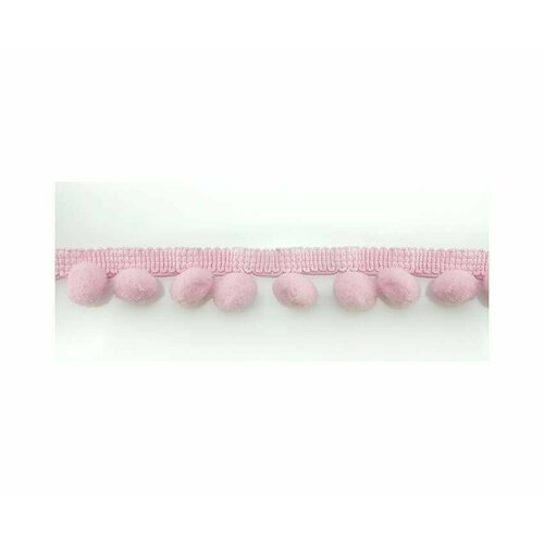 Тесьма с помпонами, диаметр 9 мм, цвет розовый, 1 упаковка