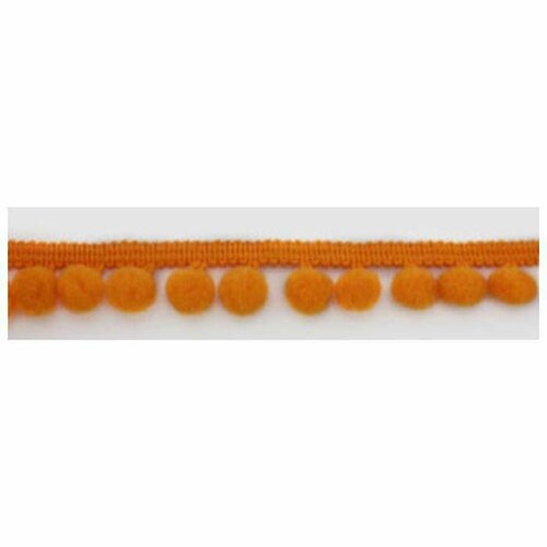 Тесьма с помпонами, диаметр 10 мм, цвет оранжевый, 25 м