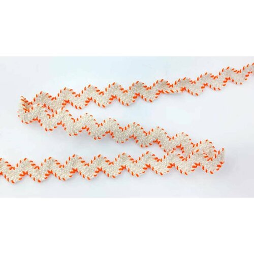 Тесьма-вьюнчик, 15 мм, льняной небеленый с оранжевой нитью, 25 метров