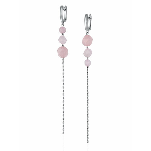 женские длинные серьги кисточки из серебра 925 пробы Серьги L'attrice, кварц, розовый