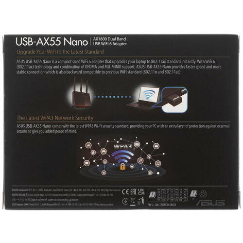 Адаптер ASUS USB-AX55 NANO // WI-FI 802.11ax/ac/a/g/n, 400 + 867 Mbps USB 3.0 Adapter + 2 антенны ; 90IG06X0-MO0B00 (USB-AX55 NANO) - фото №8