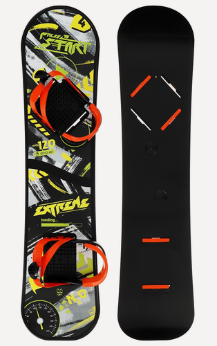 Изображение товара Сноуборд детский с жёсткими креплениями, цвет черно - желтый, Россия