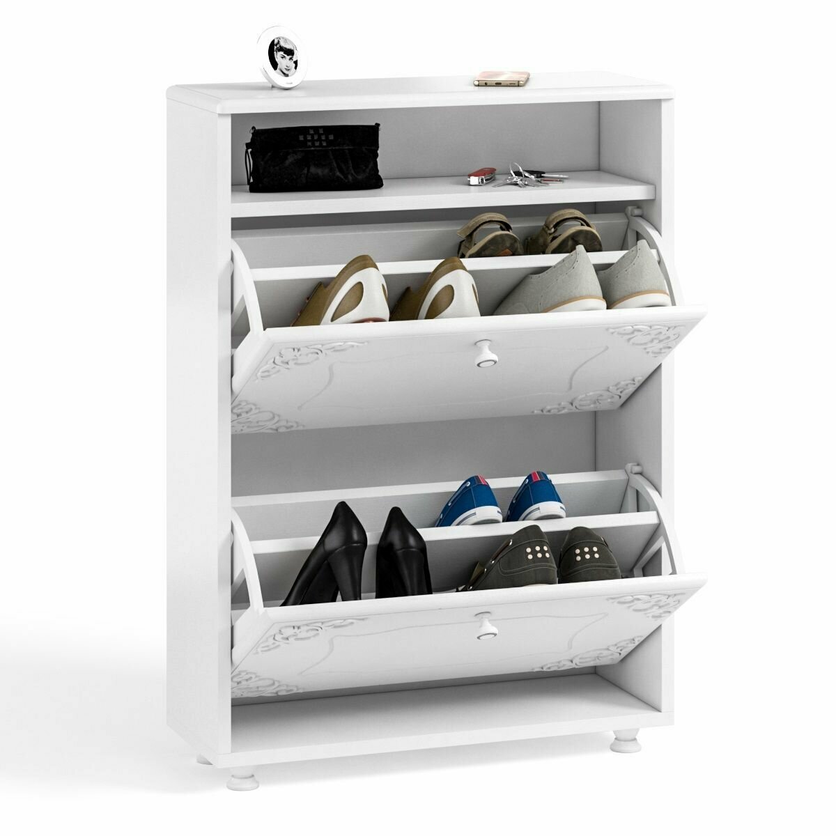 фото Тумба для хранения обуви (обувница) Италия 2-х секционная 636х240х892