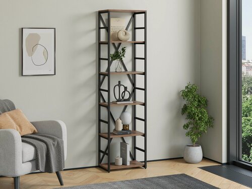 Изображение товара Стеллаж Айсберг Лофт 40/6-2 Черный с полками дуб крафт табак