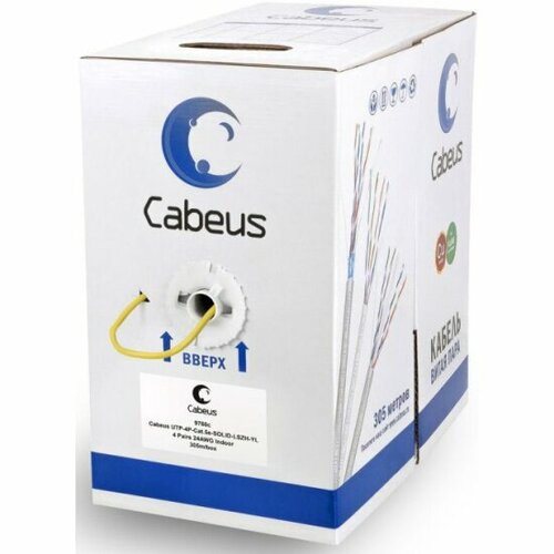 Кабель витая пара Cabeus UTP-4P-Cat.5e-SOLID-LSZH-YL UTP (U/UTP), категория 5e, 4 пары (24 AWG), одножильный, желтый, LSZH семенов андрей борисович волоконно оптические подсистемы современных скс