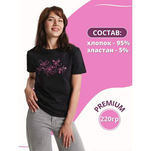 фото Футболка mia, размер l, черный