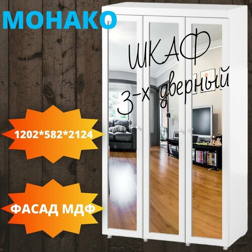 Шкаф для одежды с зеркалом Монако 3 дв