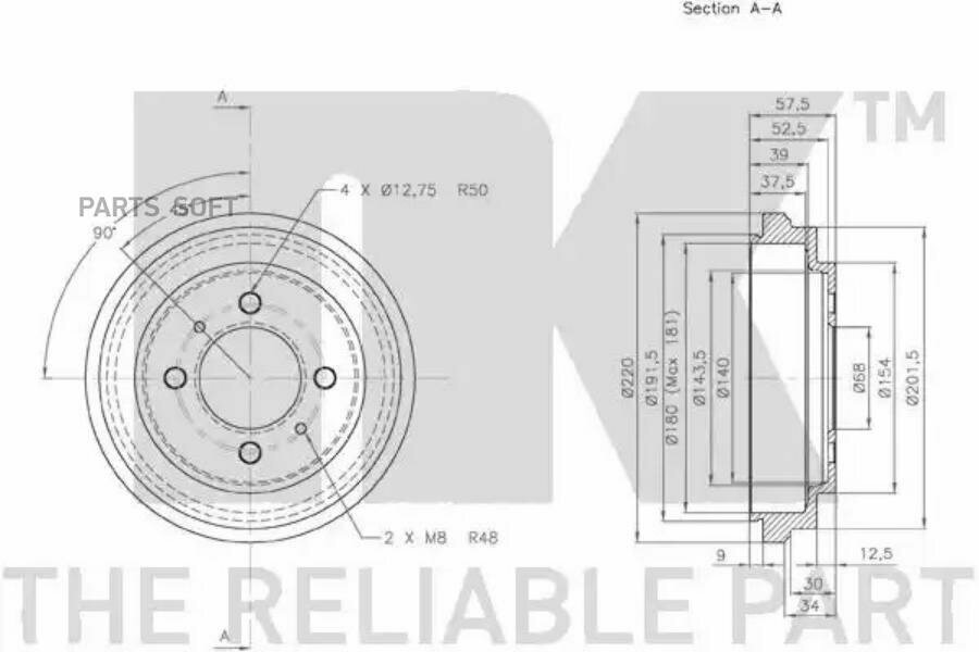 NK 252214 252214NK_барабан тормозной!\ Nissan Almera/Sunny 1.4-2.0 90>