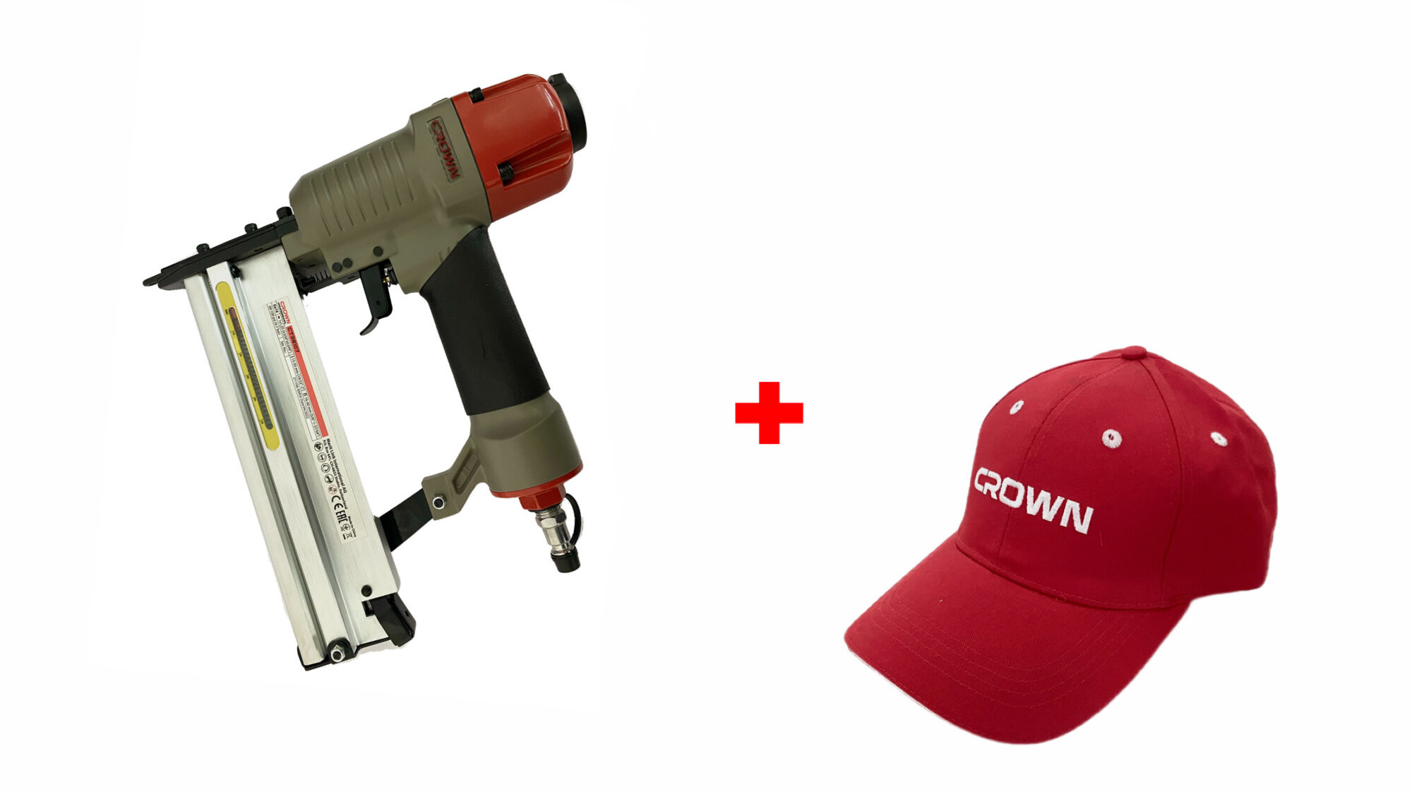 Пневматический гвоздезабивочный пистолет CROWN с кепкой в подарок