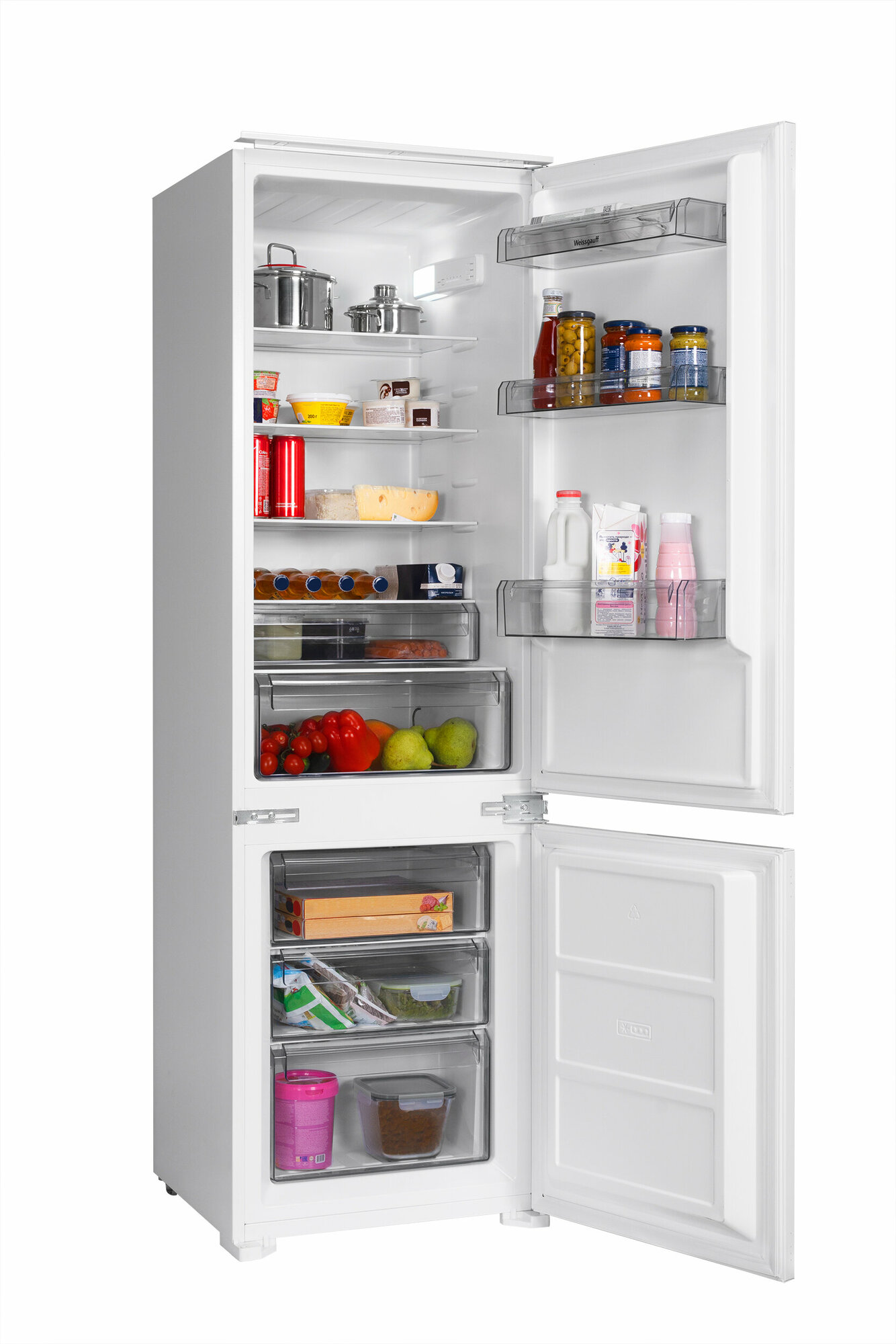 Встраиваемый холодильник Weissgauff WRKI 2801 MD 3 года гарантии, капельная система размораживания, SMART-режим, SUPER-режим, автономное сохранение холода до 13 ч, перенавешиваемые двери, LED-освещение, класс энергопотребления А+