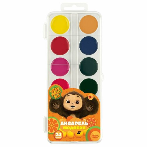 Акварель Мульти-Пульти Чебурашка медовая 24 цветов без кисти пластик европодвес 523₽