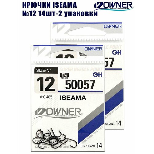 фото Крючки рыболовные owner iseama black №12 14 шт 2 упаковки