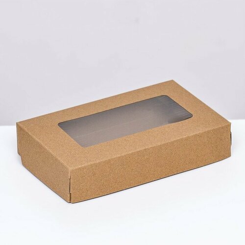 Контейнер на вынос, с окном, крафт, 20 х 12 х 4 см(20 шт.) коричневый, бежевый