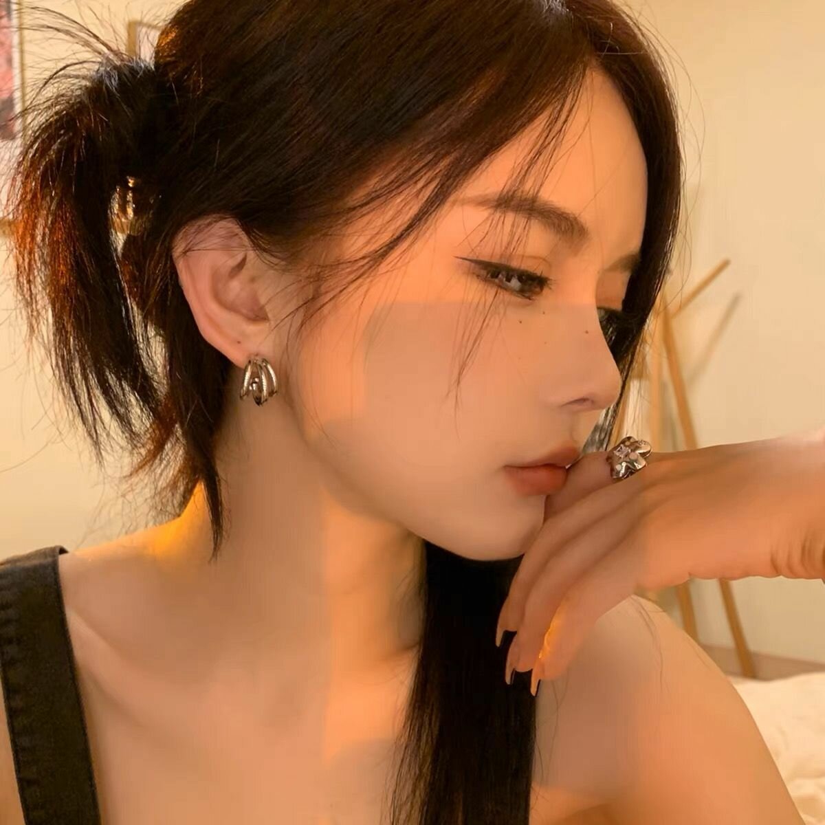 Серьги, размер 20 мм, золотой — фото 1