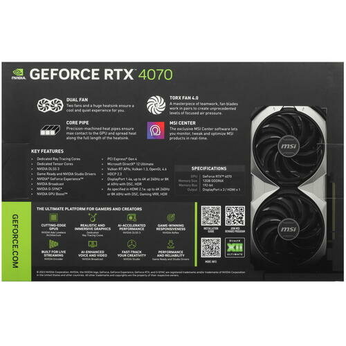 Видеокарта MSI GeForce RTX 4070 VENTUS 2X 12G OC