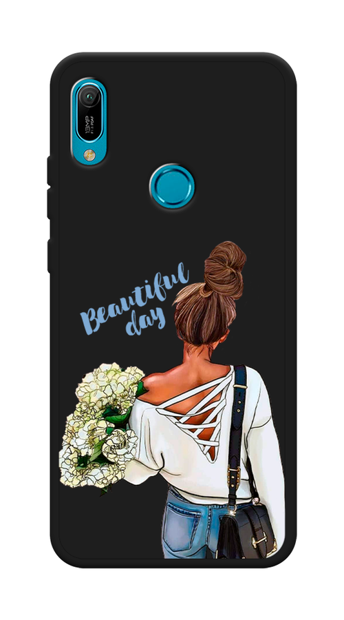 Матовый силиконовый чехол на Huawei Y6s / Хуавей Y6s Beautiful day vector, черный