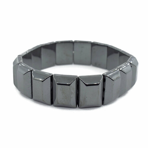 фото Браслет агат77, гематит, размер 17 см, черный