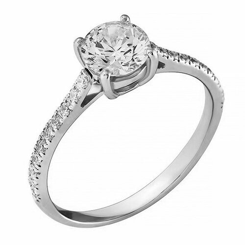 фото Кольцо золотая подкова, белое золото, 585 проба, фианит, размер 17.5, золотистый