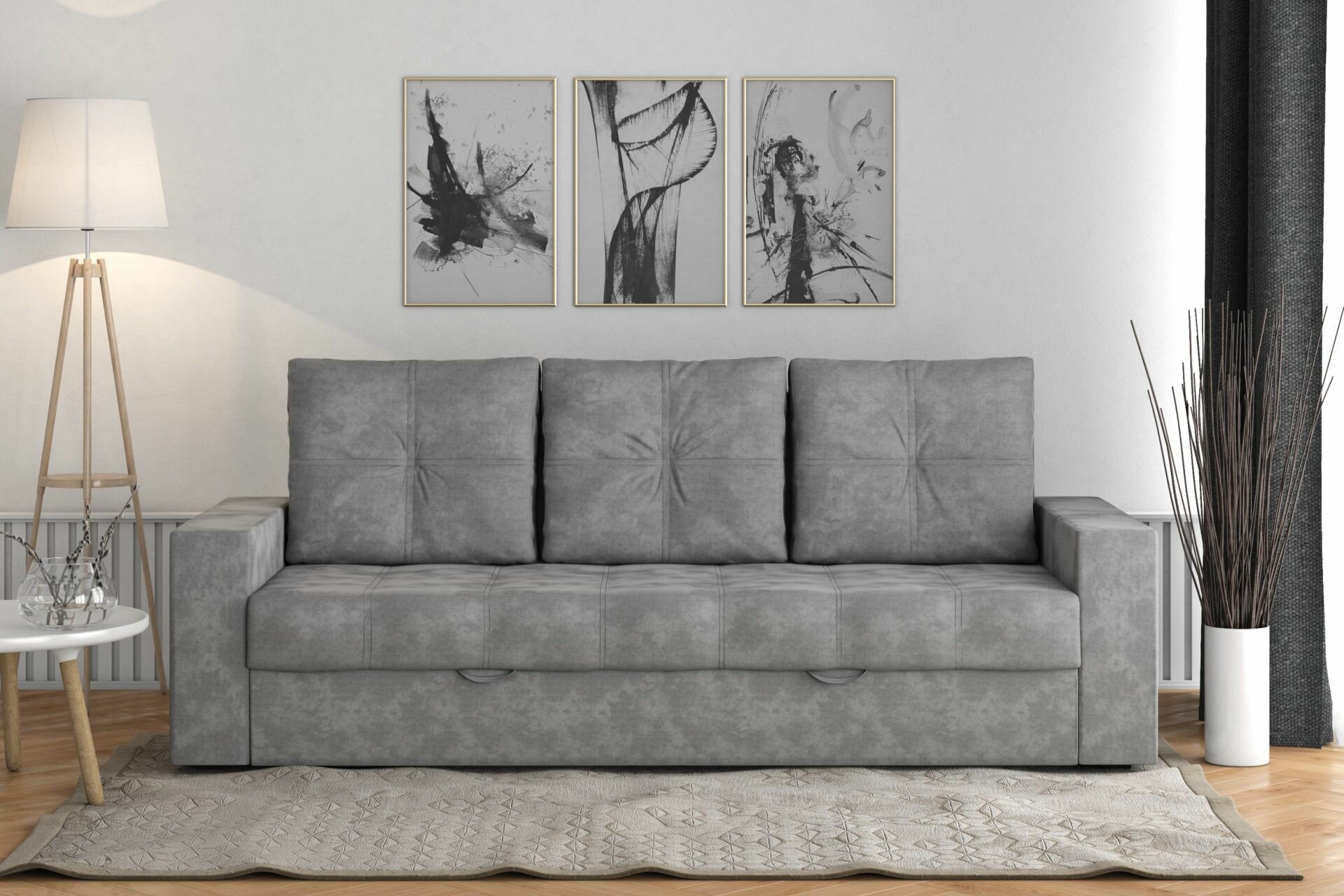 Прямой диван Остин, Вивальди 24 (темно-коричневый), ЛДСП/ППУ/Велюр, для гостиной, спальни, 2200х900х750 (1900х1400х420), 21 ВЕК+