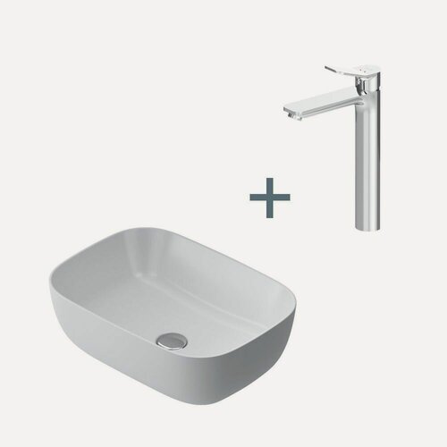 Изображение товара Раковина для ванной AM.PM, со смесителем, фарфоровая, накладная, белая