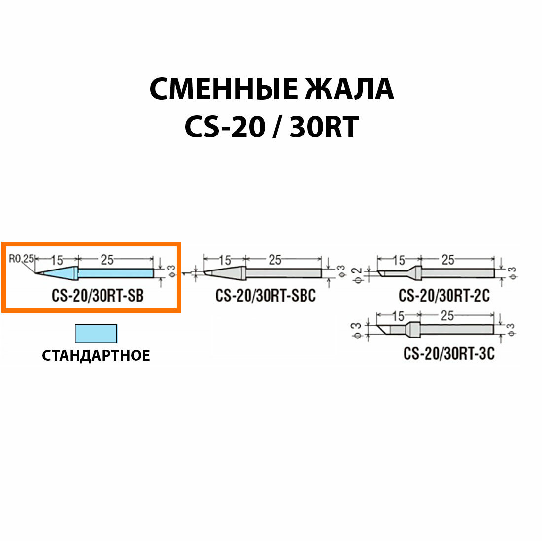 Сменное жало CS-20/30RT-SB для паяльника CS21/31(d3х40мм)