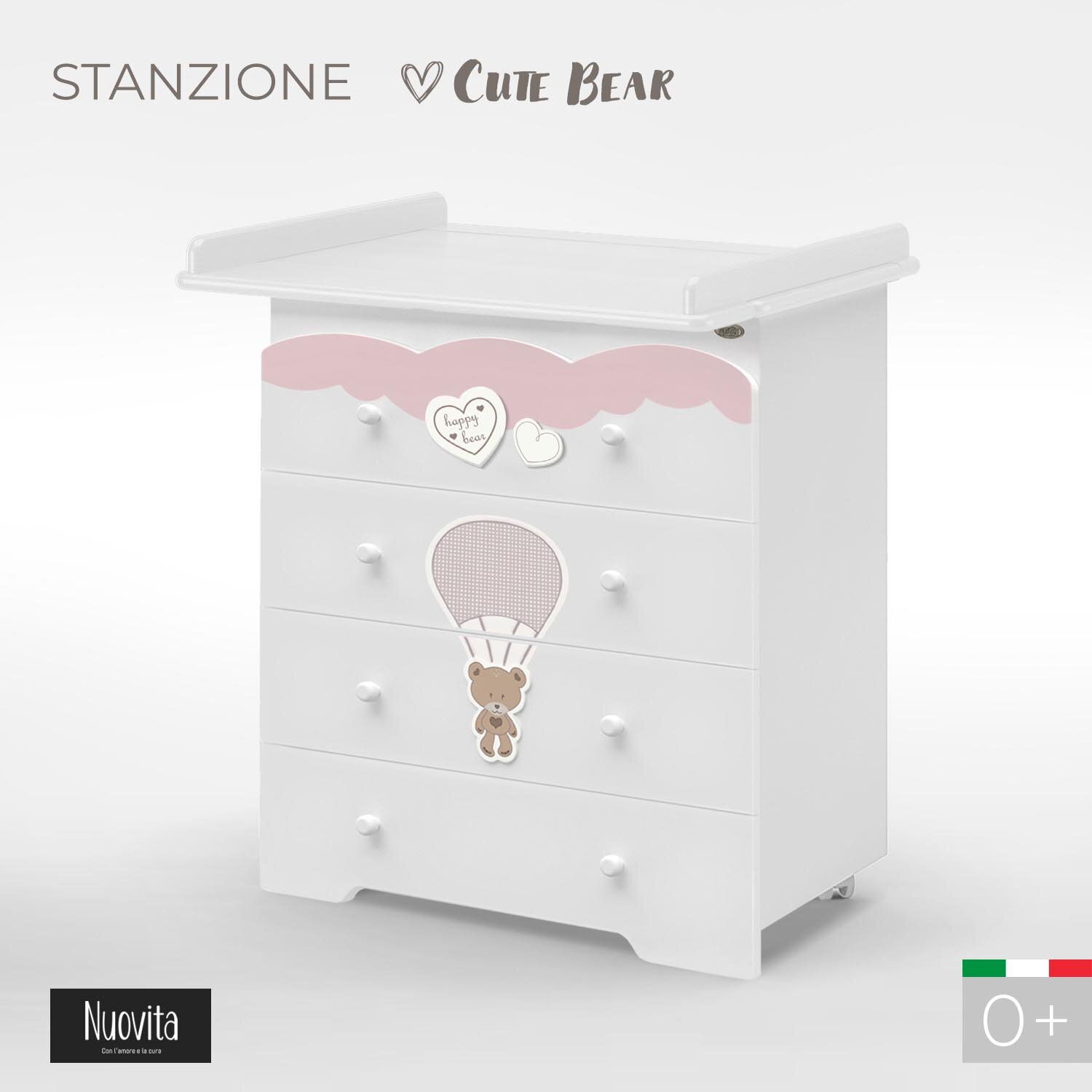 Nuovita Детский комод Stanzione Cute Bear, ваниль - фото №2