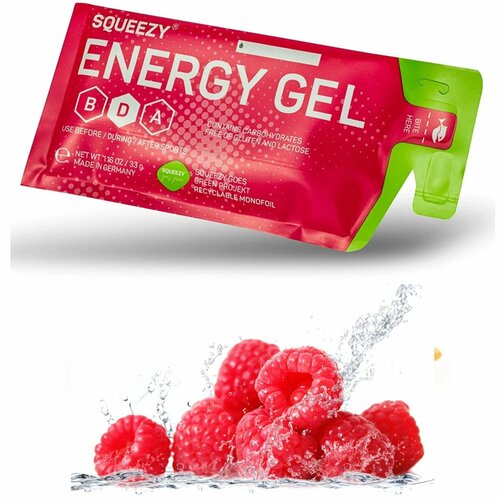 фото Энергетический гель питьевой squeezy energy gel no caffeine 33 г саше, малина
