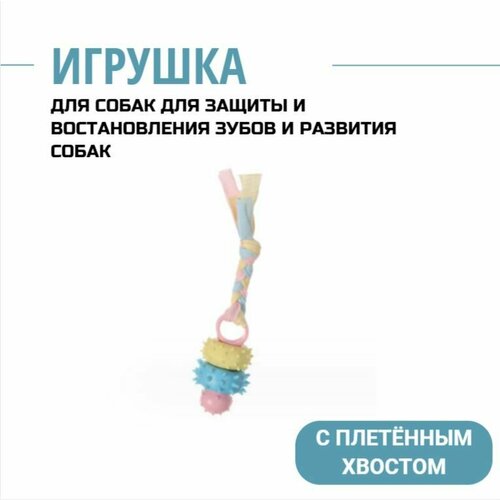 Игрушка для собак веселый для здоровья зубов, имеющая разнообразие цветов, плетёный хвост и резиновые наконечники для зубов