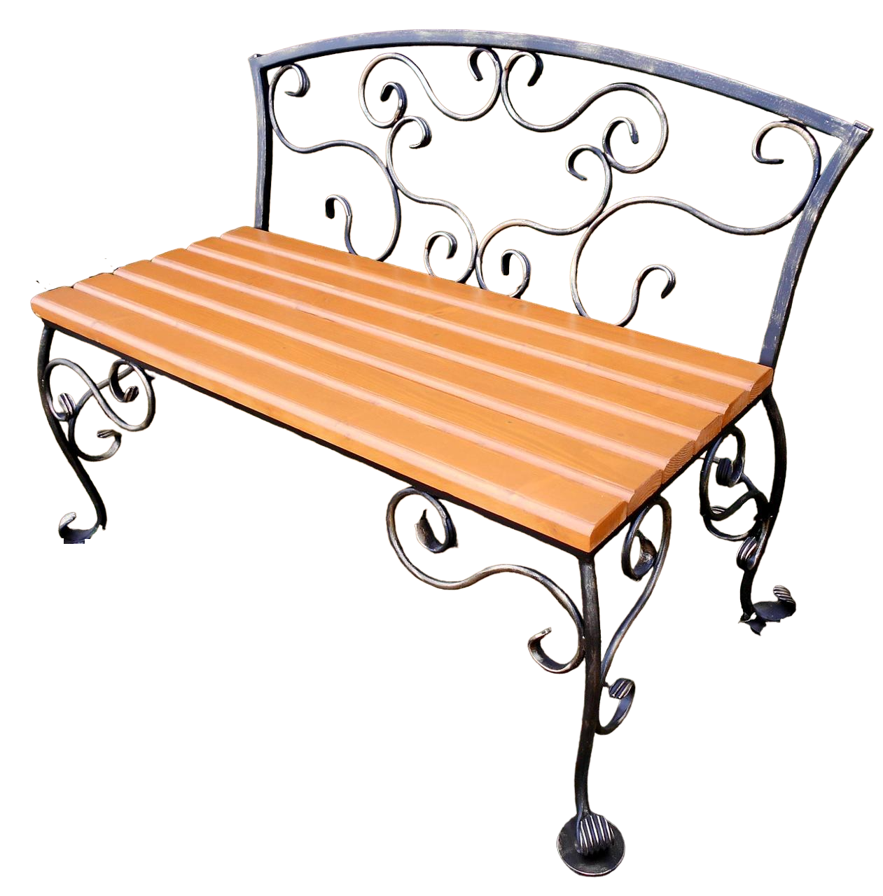 Кованая скамейка садовая, металлическая скамья, лавочка для дачи МА-3