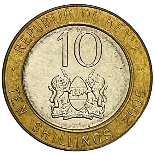 Кения 10 шиллингов 2005 г. кения 1000 шиллингов 2005 10 г африканские слоны unc
