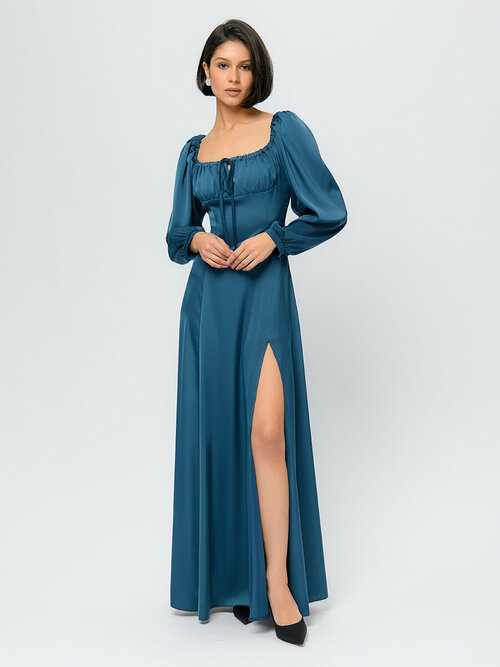 Платье 1001dress, вечернее, макси, размер 44, голубой