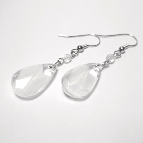 Серьги двусторонние GulNara, хрусталь, размер/диаметр 40 мм., белый