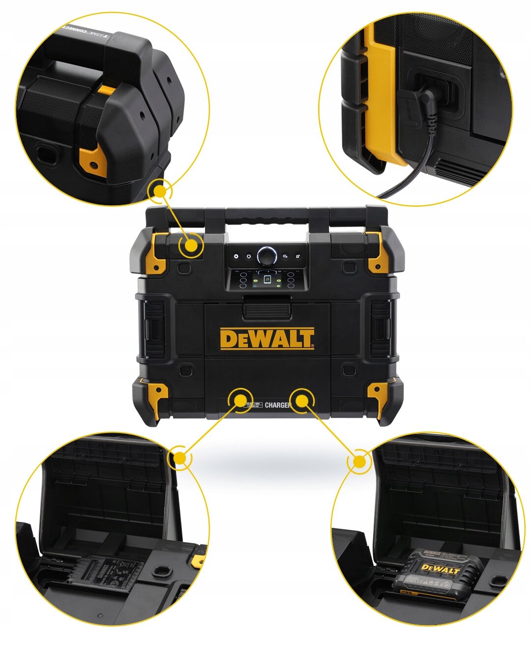 Зарядное устройство DEWALT TSTAK, с радиоприемником, 10.8-18/54 В, - фото №13