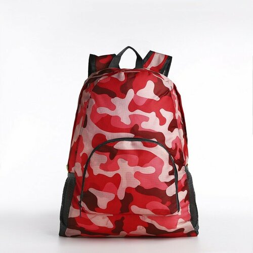 Рюкзак складной, 30,5*16*42, отдел на молнии, нар карман, 2 бок сетки, розовый, красный 9949160