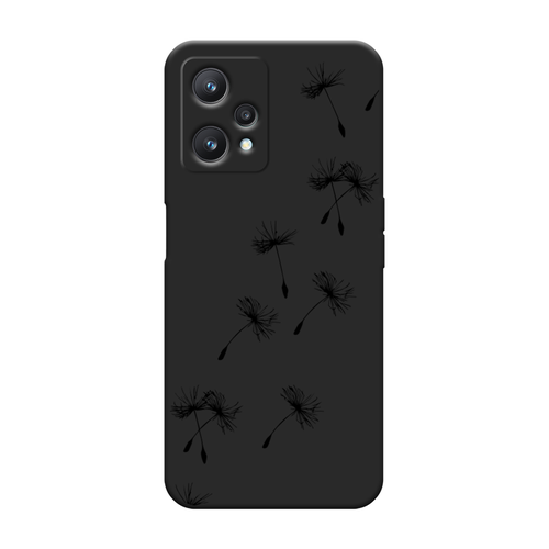 Матовый силиконовый чехол на Realme 9 5G / Реалми 9 Про Летящие одуванчики, черный матовый силиконовый чехол летящие одуванчики на realme 9 pro реалми 9 про