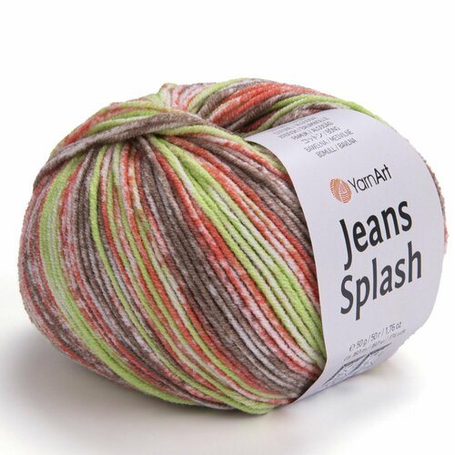 Пряжа Jeans Splash, YarnArt, сер/красн/салат - 955, 55% хлопок, 45% акрил, 5 мотков, 50 г, 160 м.