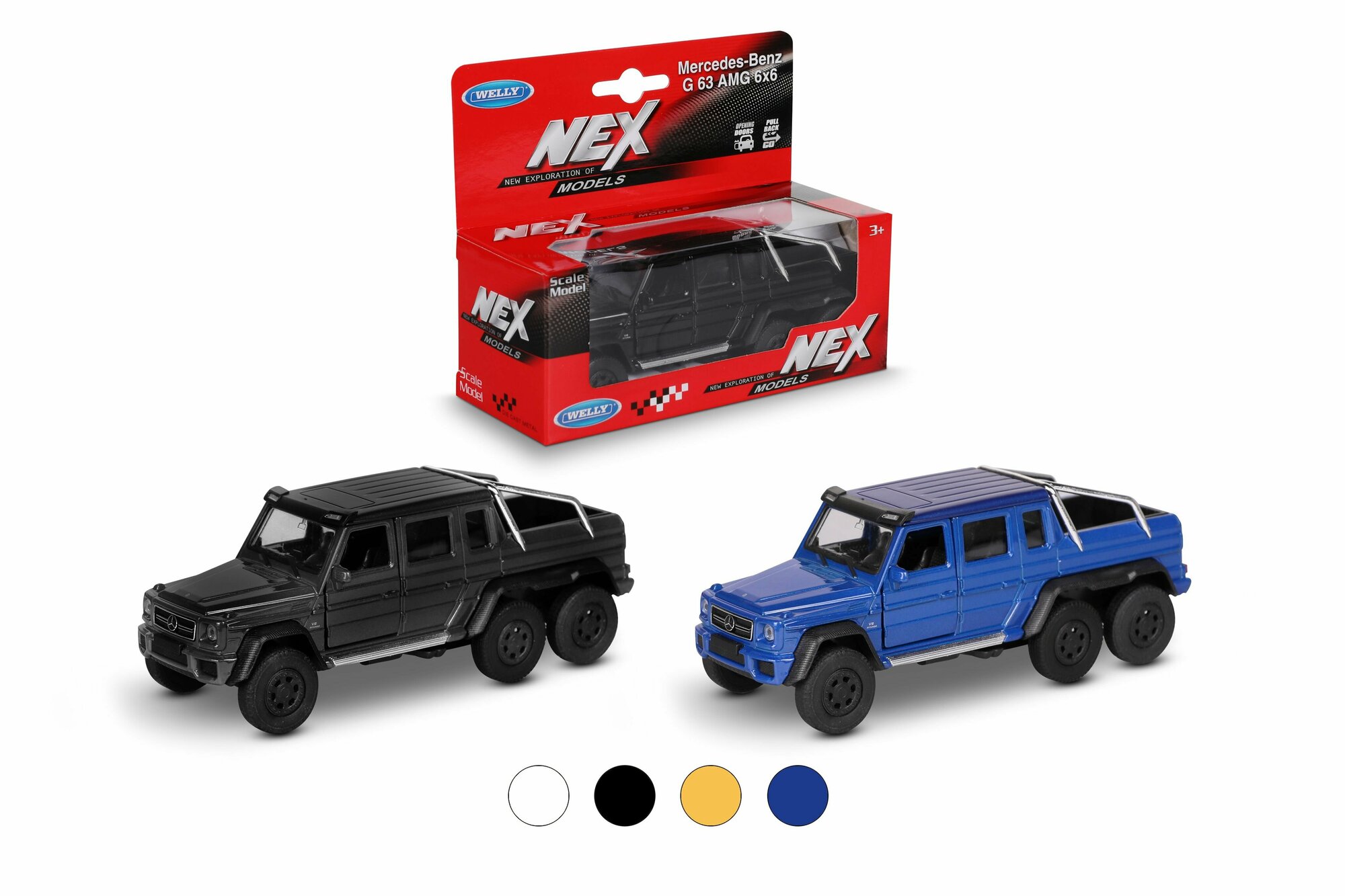 Машинка WELLY MERCEDES-BENZ G63 AMG 6X6 / модель машины 1:38 с пружинным механизмом / цвет в ассортименте