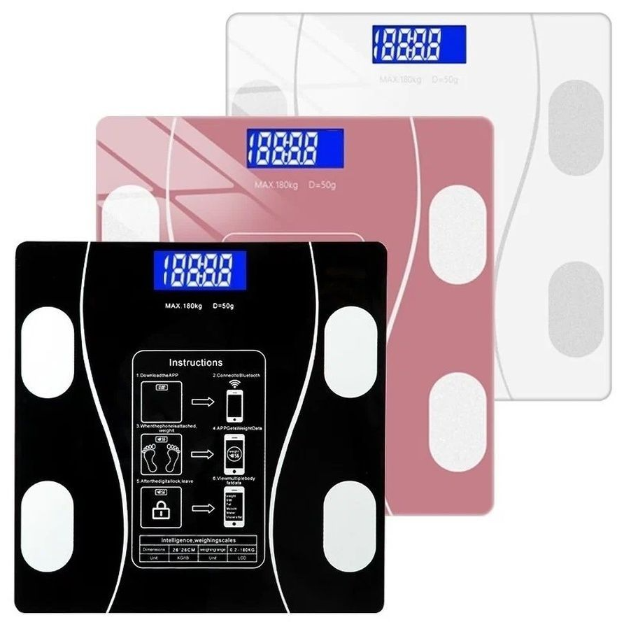 Умные электронные весы /подключения к смартфону по Bluetooth/Яркий LCD-дисплей/розовые - фотография № 8