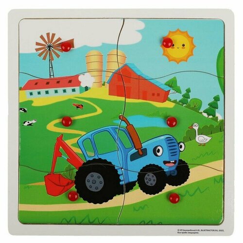 Буратино Игрушка деревянная, вкладыши с ручками «Синий трактор» игрушка деревянная буратино домино животные