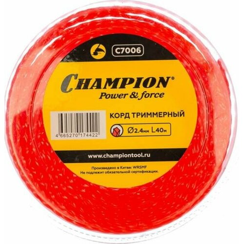 CHAMPION Корд трим. Twisted Square 2.4мм* 40м (витой квадрат) C7006 Корды корд трим champion twisted sguare 3 0мм 300м витой квадрат с7019