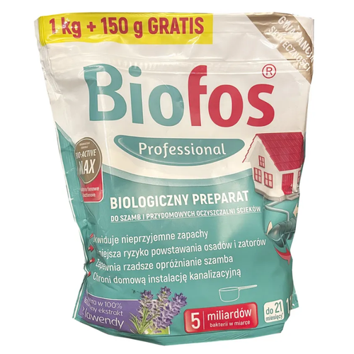 Biofos Professional Биологиеческий препарат для септиков, дачных туалетов и придомовых очистных станций 1,15 кг в пакете средство для дачных туалетов и септиков биологическое biofos и придомовых очистных станций 1000 г