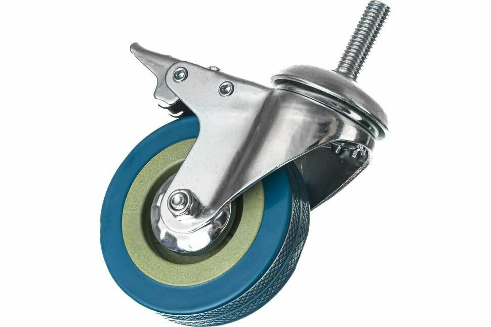 фото Колесо серая резина крепление болтом М10 с тормозом SCTGB93Д 75 мм MFK-TORG 3064075