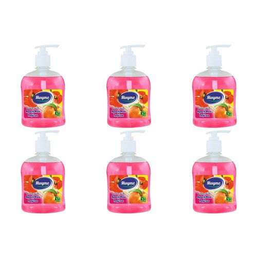 Минута Мыло жидкое Яркий мак и персик, с дозатором, 500 гр, 6 шт