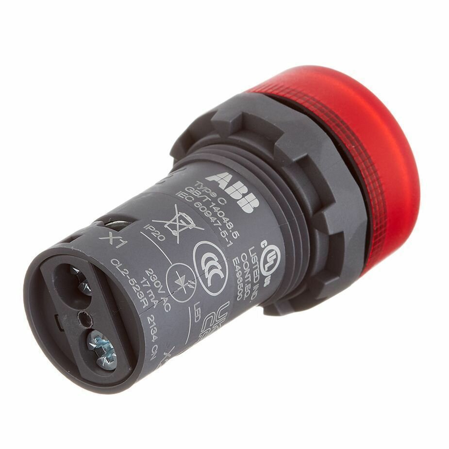 1SFA619403R5231 Лампа CL2-523R красная со встроенным светодиодом 230В AC Упаковка (10 шт.) ABB - фото №1
