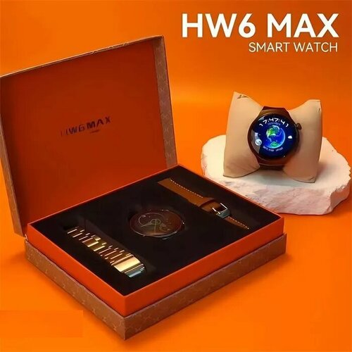 Умные часы HW6 MAXКруглый экранСмарт-часыSmart watchGPSNFCbluetooth3 ремешкасеребристый 359900₽