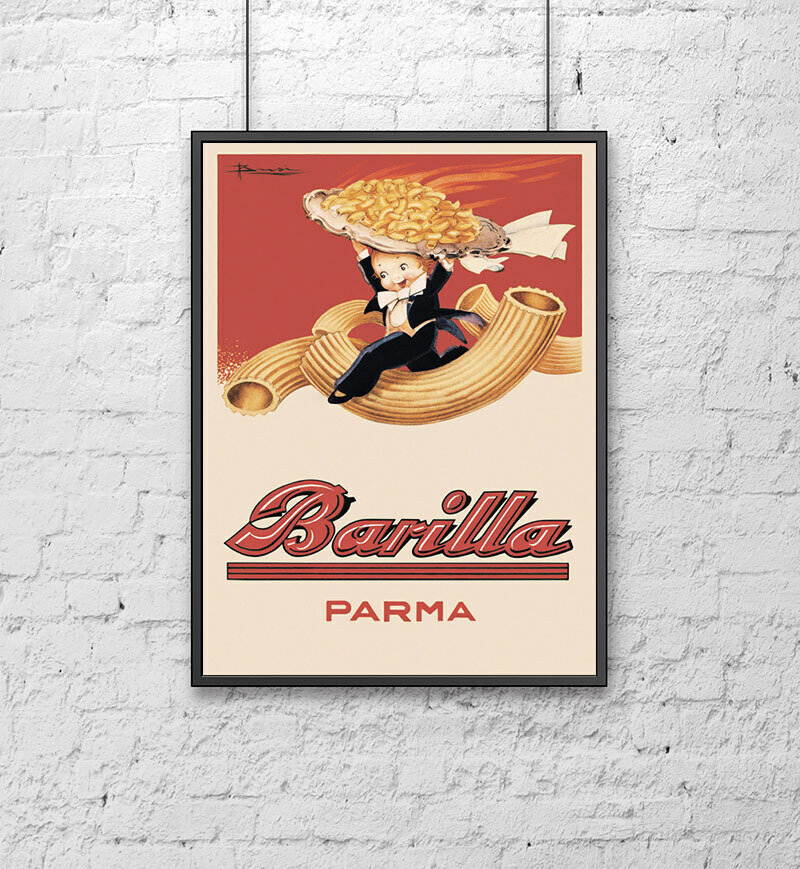 Винтажный дизайнерский постер для интерьера на стену (30х40 см). Ретро реклама Barilla