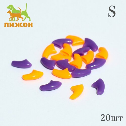 Когти накладные "Дуэт-Антицарапки", размер S, оранжевые-фиолетовые