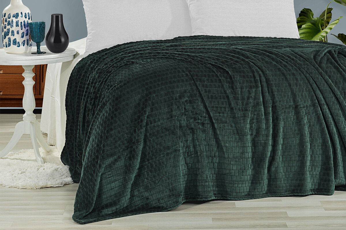 фото Жаккардовый плед из велсофта Melinda изумрудный Karven (изумрудный), 200x220