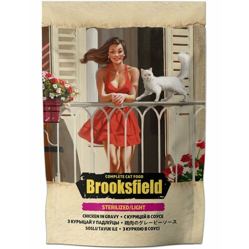 Влажный корм для кошек Brooksfield Adult Sterilized/Light Cat Chicken Курица в соусе 85 г
